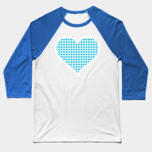 Blue and White Gingham Heart Baseball T-Shirt